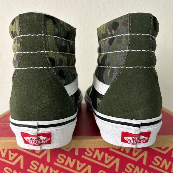 Vans Sk8 Hi Rain Camo Green Multi Canvas Suede Mens Size 6.5 Womens 8 - Picture 6 of 9